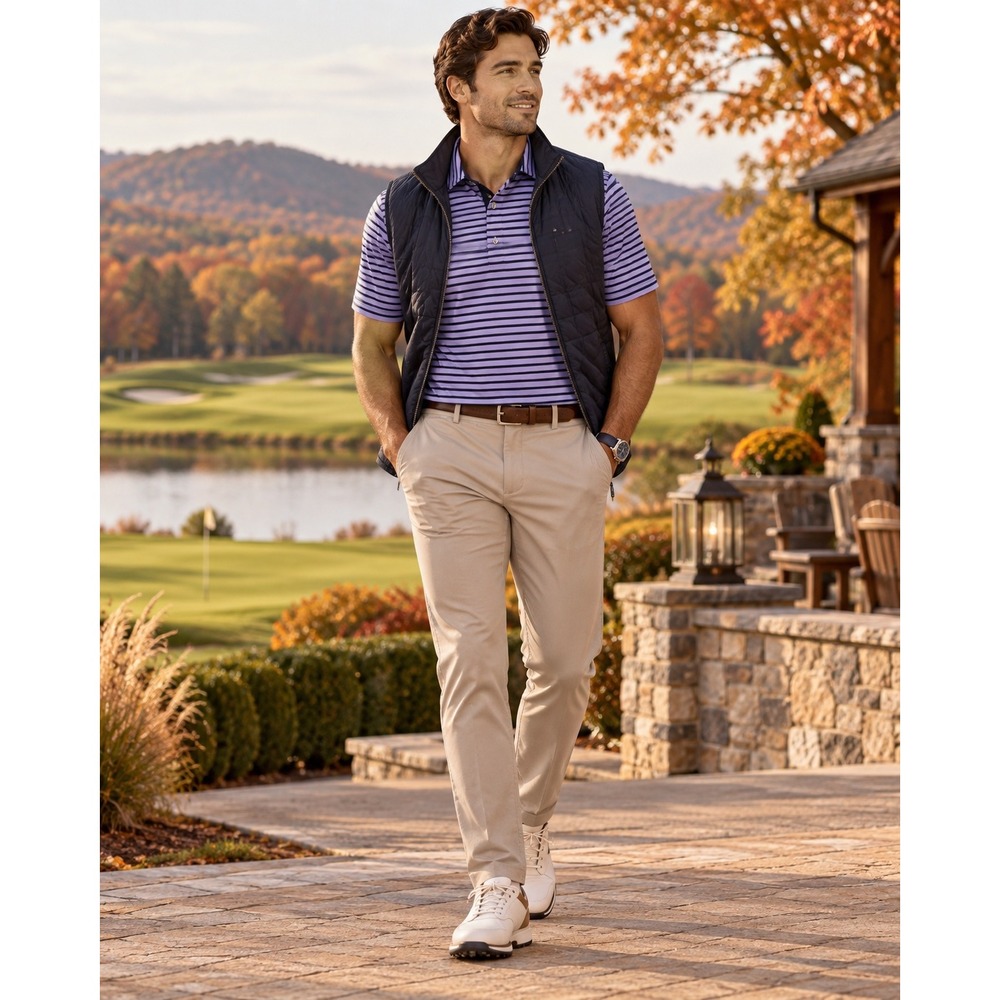 FootJoy Mens XL Purple Striped ProDry Golf Polo Stretch Performance Golfcore
